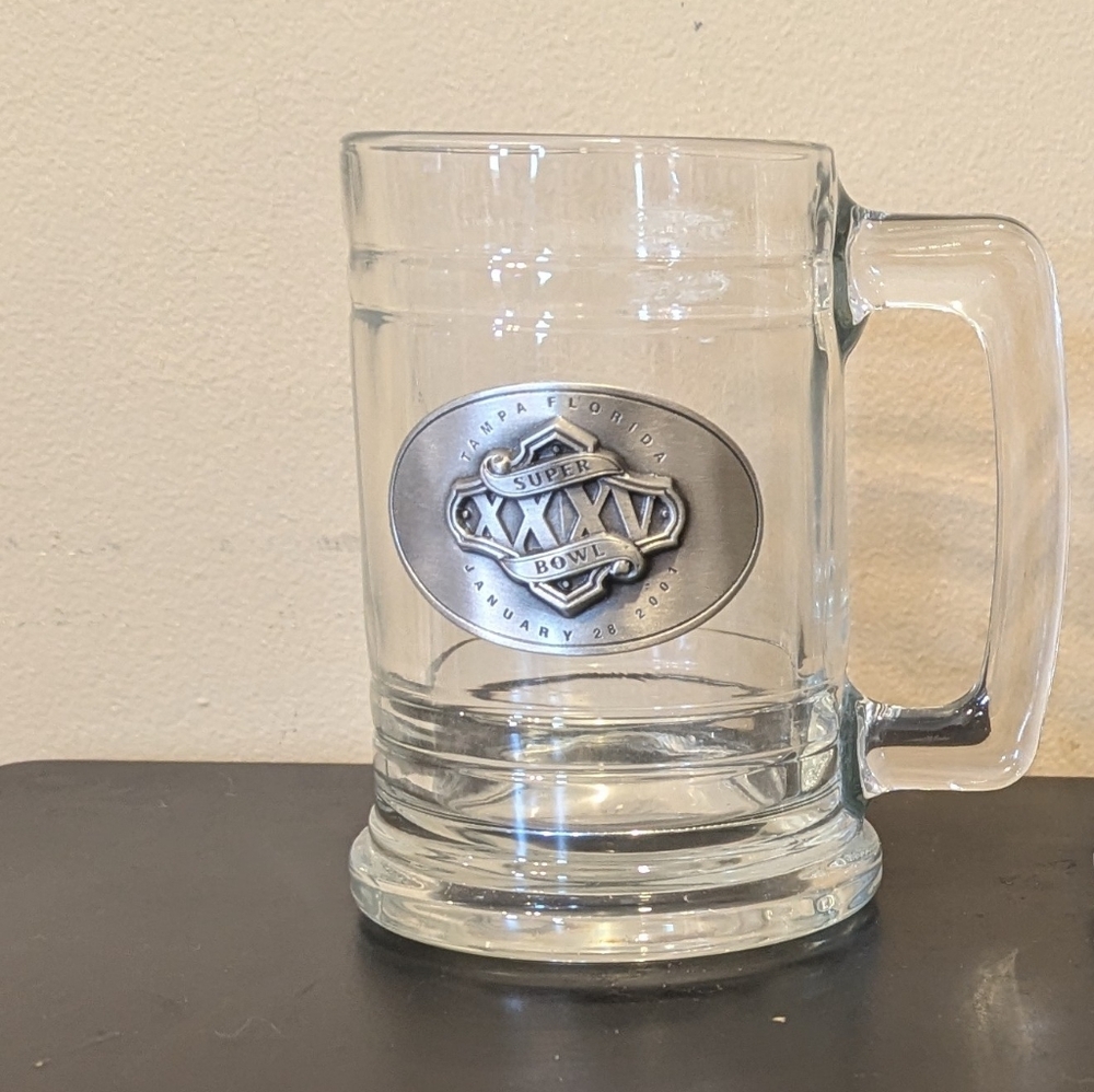 Super Bowl XXXV Glass Beer Mug